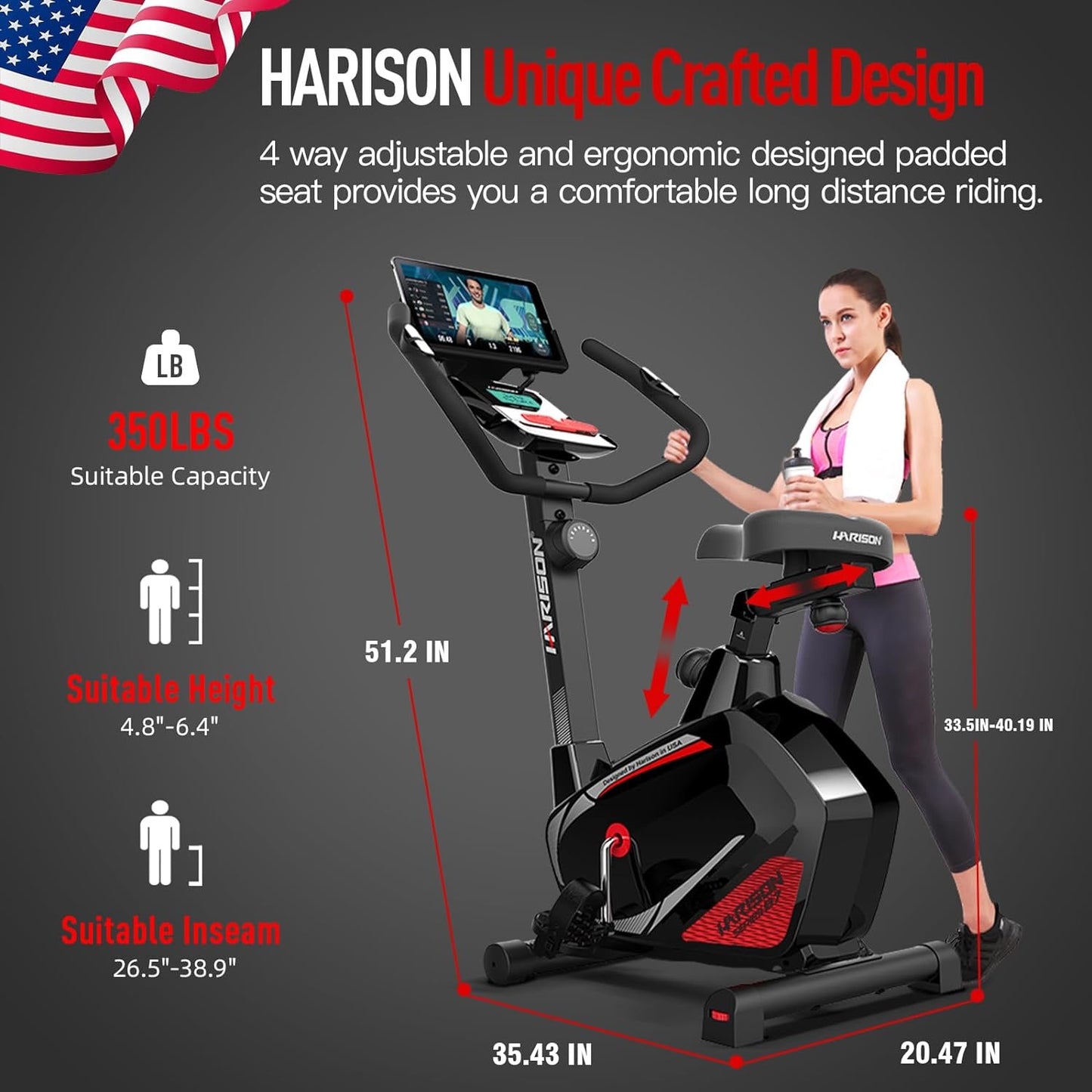 Harrison Magnetic Upright Exercise Bike Stationary Indoor Cycling Bike