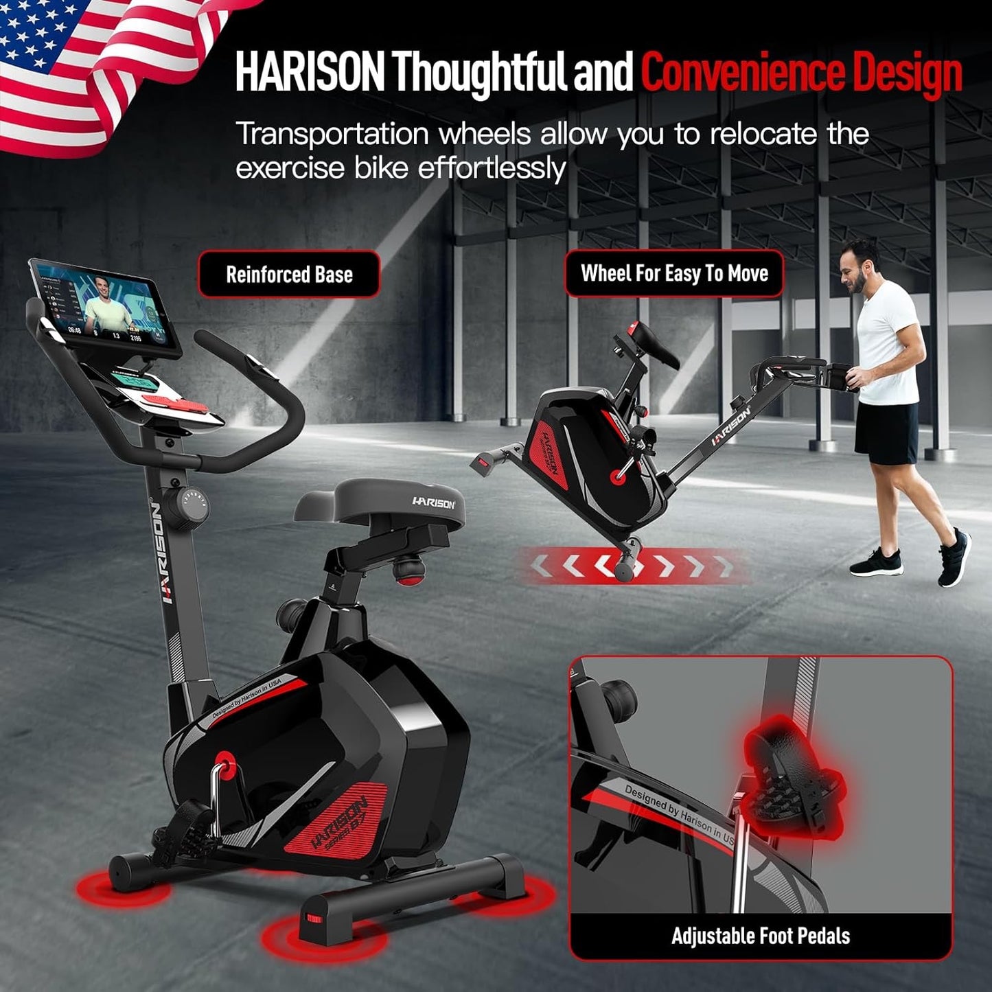 Harrison Magnetic Upright Exercise Bike Stationary Indoor Cycling Bike